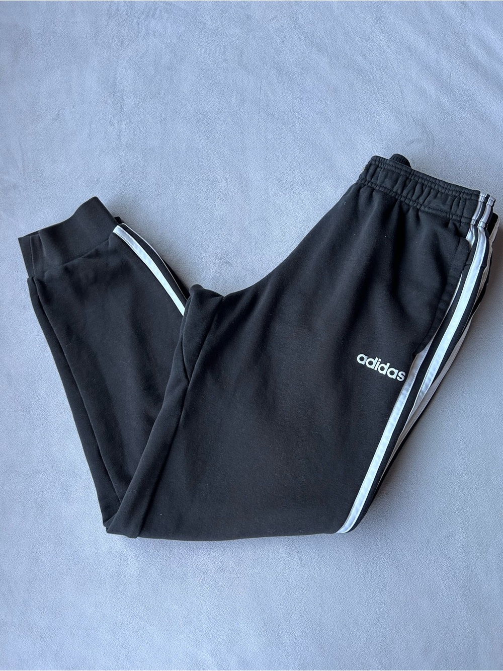 Adidas ~ Joggers ~ Black with White Stripes ~ Men’s Size Medium